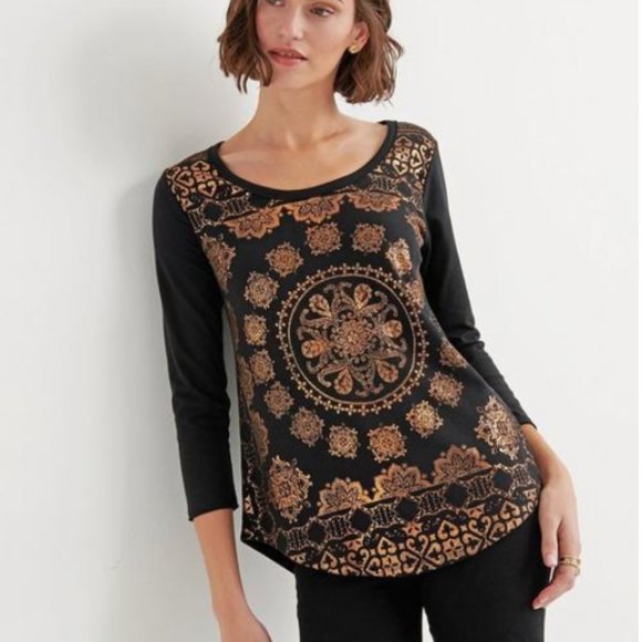 Lucky Brand Tops - Lucky Brand Foil Medallion Tee